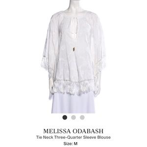 Melissa Obadash Tie Neck Three Quarter Sleeve blouse SZ M